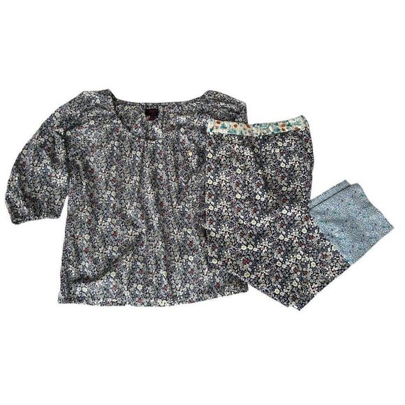 J Crew Liberty Women's Multicolor Floral 3/4 Sleeve Top And Pants Set M/4 NWOT - Picture 14 of 16